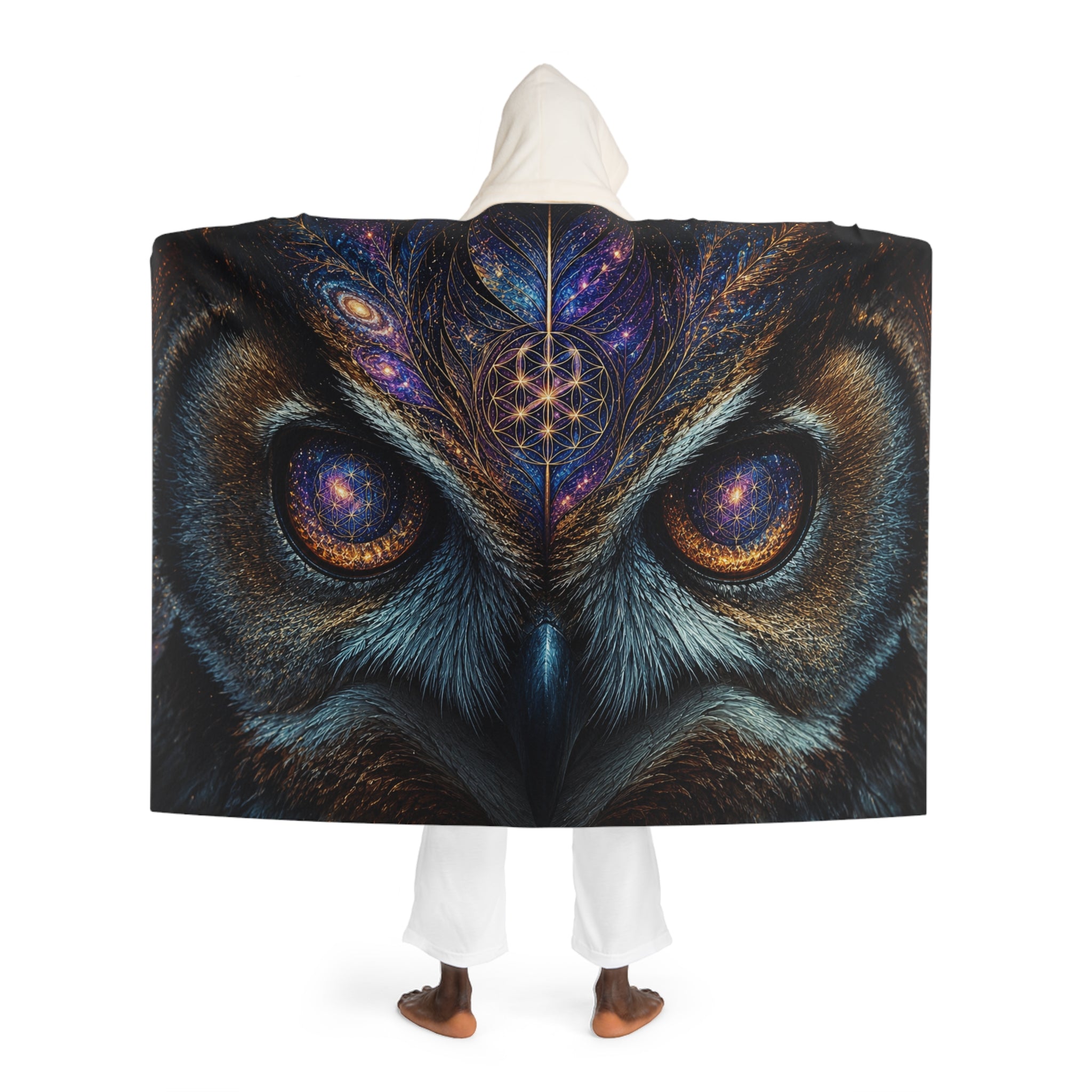 Secret owl Hooded Sherpa Fleece Blanket